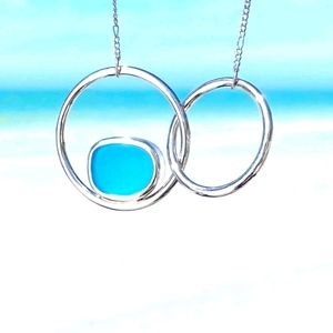 Abstract Double Circle- Sea Glass- Necklace